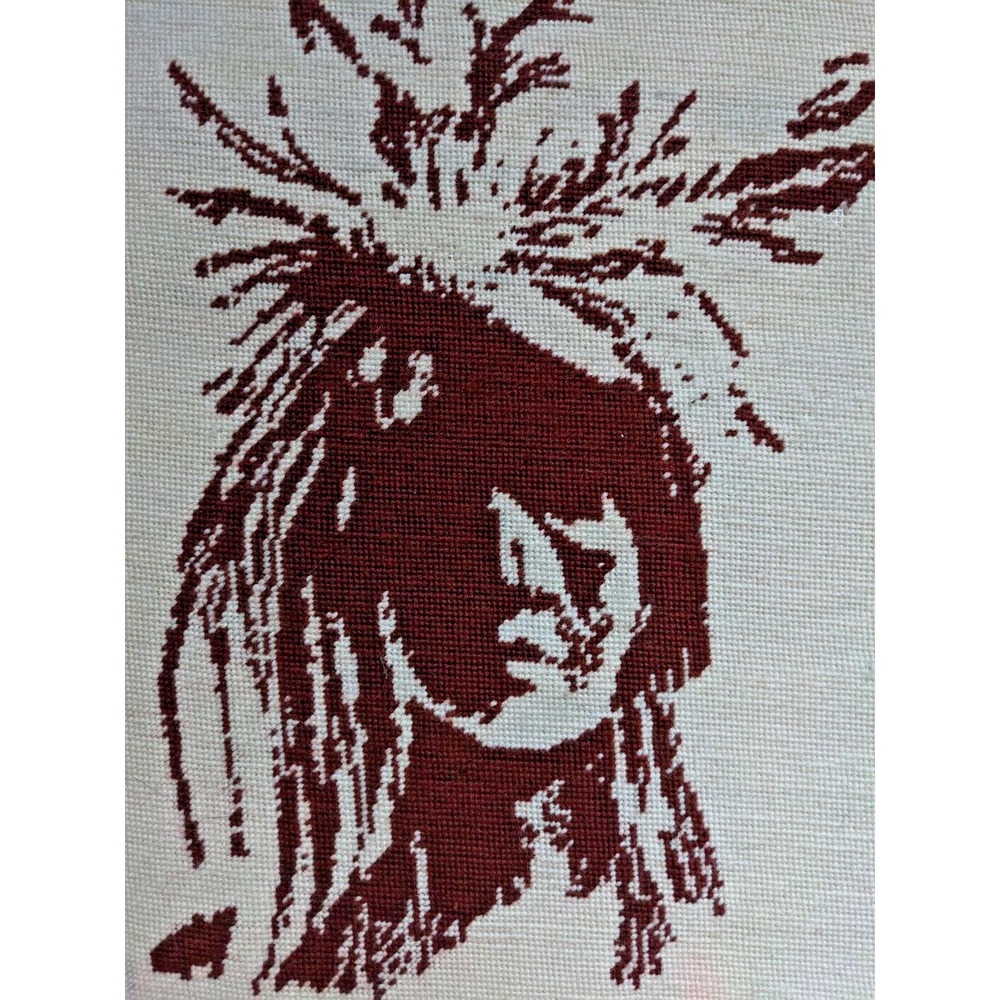 Vintage Native American Indian Completed Needlepoint Piece Unframed 20" by 16" - Picture 3 of 10